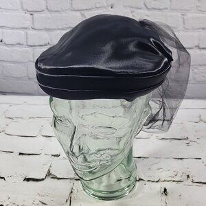 Vintage Pillbox Hat Black‎ With Veil Womens Funeral
